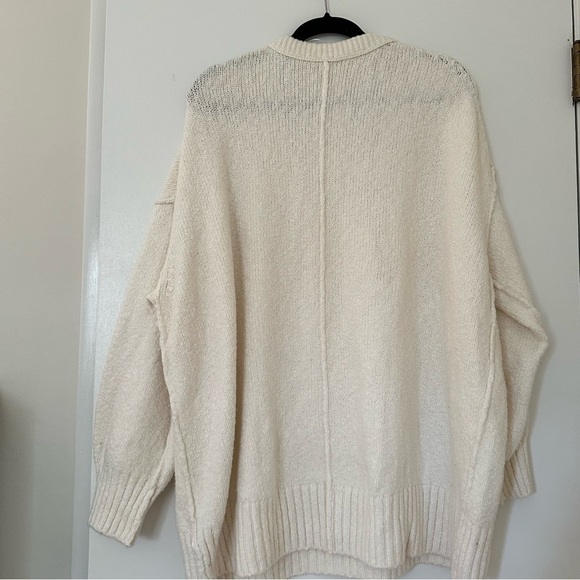 Free People Brookside Tunic Sweater Ivory V Neck - Picture 6 of 10